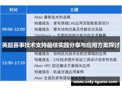 英超赛事技术支持最佳实践分享与应用方案探讨