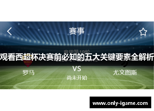 观看西超杯决赛前必知的五大关键要素全解析